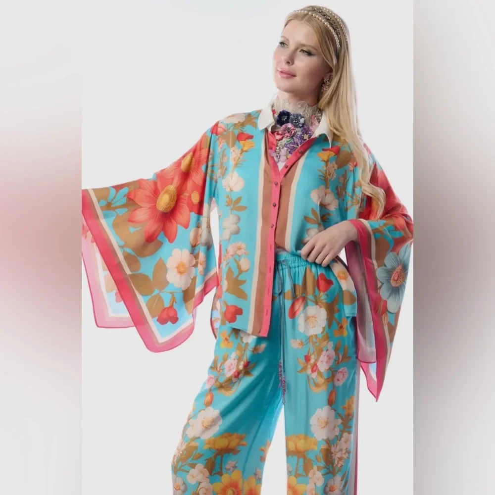 NWT Aratta Floral Garden Set L Top & Pants